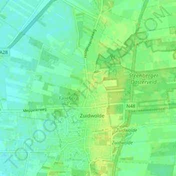 Carte topographique Steenbergen, altitude, relief