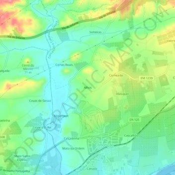 Carte topographique Alhos, altitude, relief