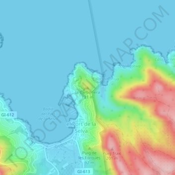 Carte topographique la Carbonera, altitude, relief