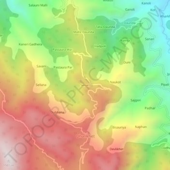 Carte topographique Senari, altitude, relief