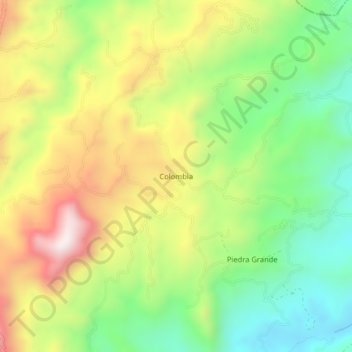 Carte topographique Colombia, altitude, relief