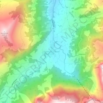 Carte topographique Gsteig, altitude, relief