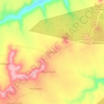 Carte topographique Narnoor, altitude, relief