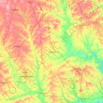 Carte topographique Madison, altitude, relief