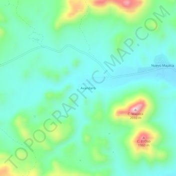 Carte topographique Avandaro, altitude, relief