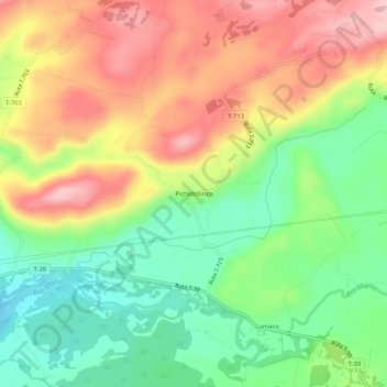 Carte topographique Pichidollinco, altitude, relief