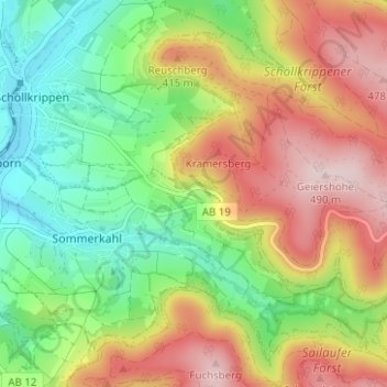 Carte topographique Vormwald, altitude, relief