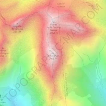 Carte topographique Le Roignais, altitude, relief