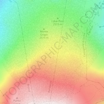 Carte topographique Grotta Piera & Riccardo, altitude, relief