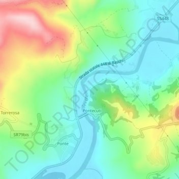 Carte topographique Tevere morto, altitude, relief