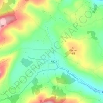 Carte topographique Upperchurch, altitude, relief