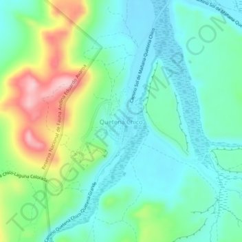 Carte topographique Quetena Chico, altitude, relief