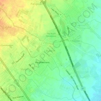 Carte topographique Bulaon, altitude, relief