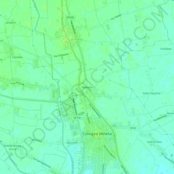 Carte topographique Baldaria, altitude, relief