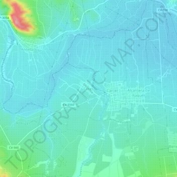 Carte topographique Cotes, altitude, relief