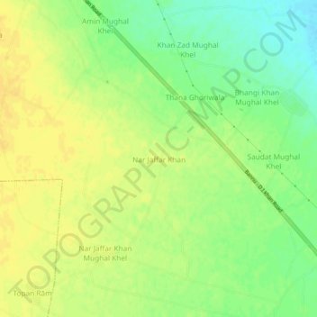 Carte topographique Nar Jaffar Khan, altitude, relief