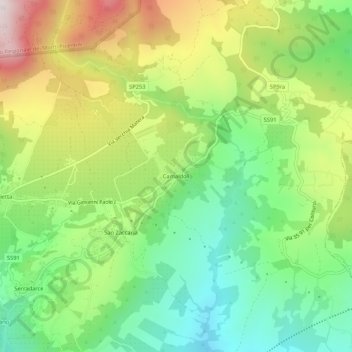 Carte topographique Camaldoli, altitude, relief