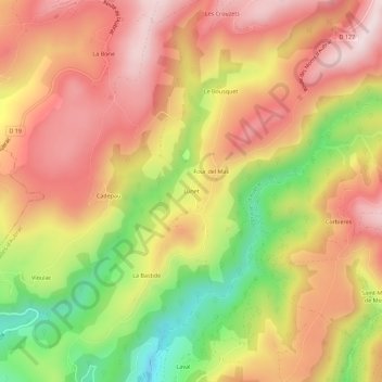 Carte topographique Lunet, altitude, relief