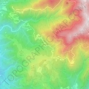 Carte topographique Chiassaia, altitude, relief