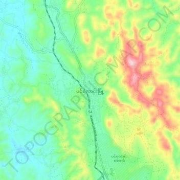 Carte topographique Pinlaung, altitude, relief