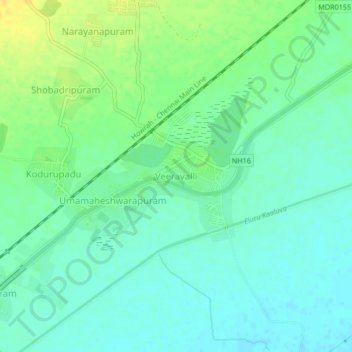 Carte topographique Veeravalli, altitude, relief