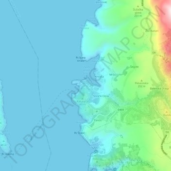 Carte topographique Stinizza, altitude, relief