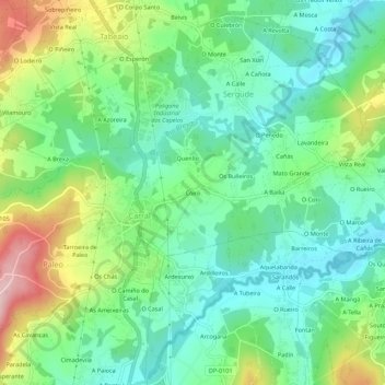 Carte topographique Coiro, altitude, relief