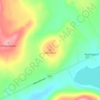 Carte topographique Laitavaara, altitude, relief