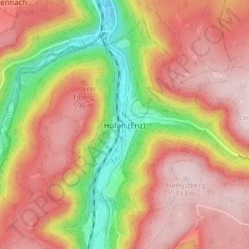 Carte topographique Höfen (Enz), altitude, relief