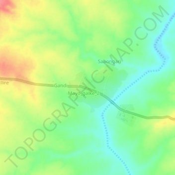 Carte topographique Mayo Galke, altitude, relief
