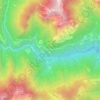Carte topographique Mosogno, altitude, relief