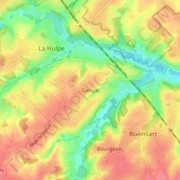 Carte topographique Genval, altitude, relief