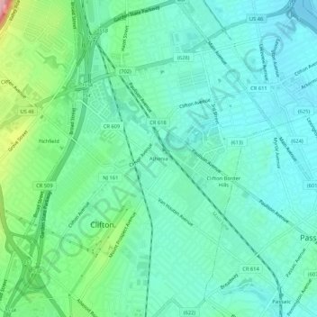 Carte topographique Athenia, altitude, relief