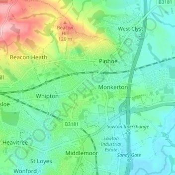 Carte topographique Pilton, altitude, relief