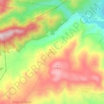 Carte topographique Bozkaya, altitude, relief
