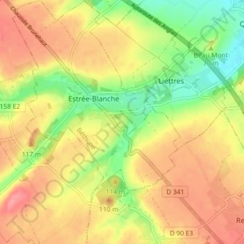 Carte topographique Les Vieux Corons, altitude, relief