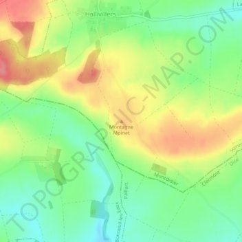 Carte topographique Montagne Moinet, altitude, relief