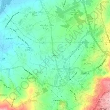 Carte topographique Lameira, altitude, relief