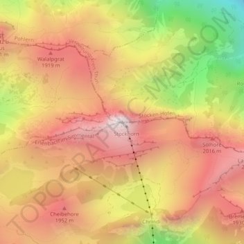 Carte topographique Stockhorn, altitude, relief