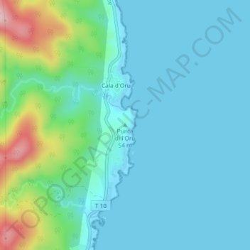 Carte topographique Punta di l'Oru, altitude, relief