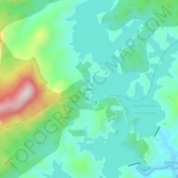 Carte topographique Colony, altitude, relief