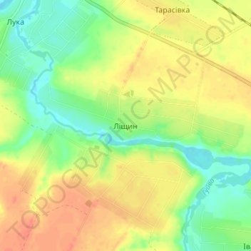 Carte topographique Lishchyn, altitude, relief