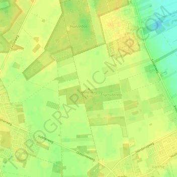 Carte topographique Hondsrug, altitude, relief