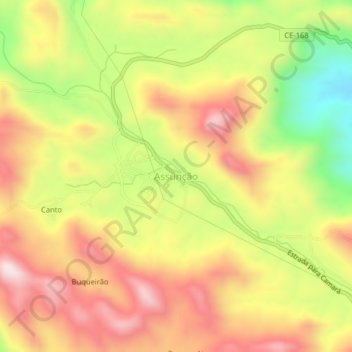 Carte topographique Assunção, altitude, relief
