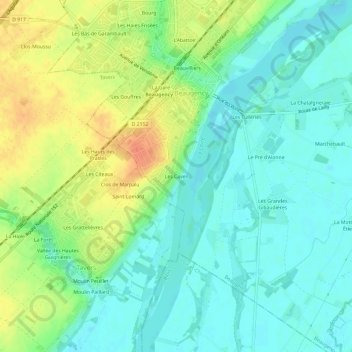 Carte topographique Les Caves, altitude, relief