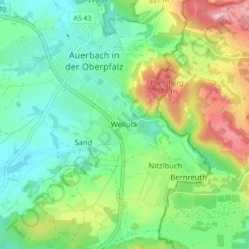 Carte topographique Welluck, altitude, relief