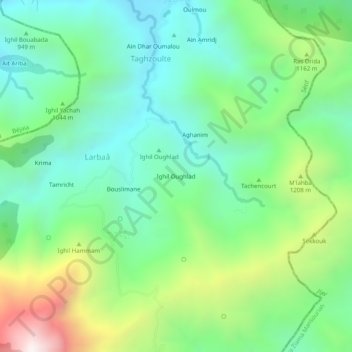 Carte topographique Ighil Oughlad, altitude, relief