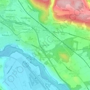 Carte topographique Gümligenfeld, altitude, relief