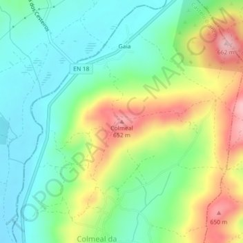 Carte topographique Colmeal, altitude, relief