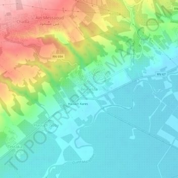 Carte topographique Berbessa, altitude, relief